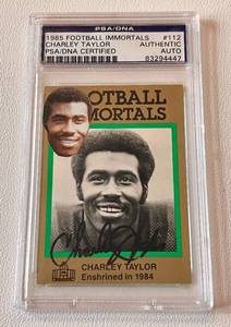 lot 92B image: Charley Taylor Auto PSA Certified 1985 Football Immortals #112 Signed Card