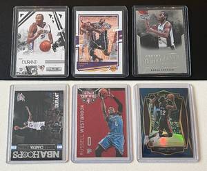 lot 179A image: 6 Card Basketball Star Lot - LeBron James, Jimmy Butler, Russell Westbrook, Kevin Durant (2), Kawhi Leonard - Basketball Cards