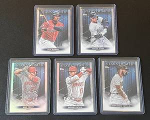 lot 186A image: Stars of the MLB 2022 5 Card Baseball Lot - Aaron Judge. Jose Ramirez, Fernando Tatis Jr., Shohei Ohtani, and Mike Trout
