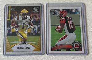 lot 193A image: JaMarr Chase and A.J. Green 2 Card RC Lot, Rookie Football Cards