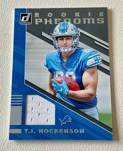 lot 266 image: T.J. Hockenson RC Relic 2019 Donruss Rookie Phenoms #RPJ-21 Minnesota Vikings Football Card