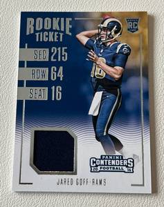 lot 274 image: Jared Goff Relic RC 2018 Contenders Rookie #1 Football Card