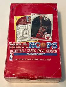 lot 10C image: 1990-91 NBA Hoops Factory Sealed Pack Box - 36 Packs, Mint Michael Jordans Basketball Cards