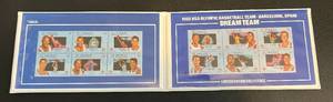 lot 33B image: 1992 USA Olympic Basketball Dream Team Stamp Set with Book - Michael Jordan, Larry Bird, Barkley, Stockton, Mullin, Drexler, Ewing, Pippen, Laettner, Magic, Malone, Robinson