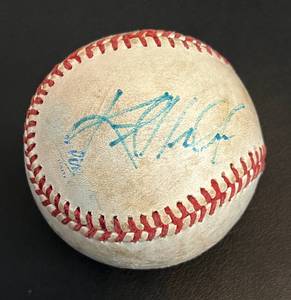 lot 43B image: Kent Hrbek Signed Baseball Rawlings OMLB Brown Ball - Minnesota Twins
