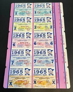lot 25C image: Minnesota Twins 1965 World Series Tickets Unused Master Set Vintage Metropolitan Stadium - RARE