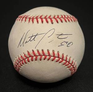 lot 61B image: Matt Lawton Signed Baseball Rawlings OMLB Budig Ball Minnesota Twins