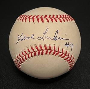 lot 68C image: Gene Larkin Signed Baseball Rawlings OMLB Budig Baseball Minnesota Twins