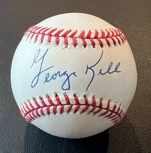 lot 103B image: George Kell Signed Baseball Rawlings OMLB Brown Ball