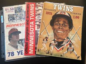lot 80B image: Minnesota Twins Baseball 1975 Yearbook, 1977 Program and Scorecard, 1978 Yearbook Vintage