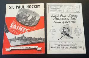 lot 86B image: St. Paul Hockey  Saints  1939-40 and 1947 Season Program Vintage