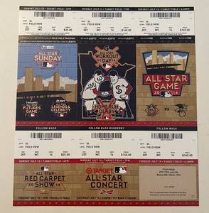 lot 98C image: Minnesota Twins 2014 All-Star Game Ticket Strip, Baseball