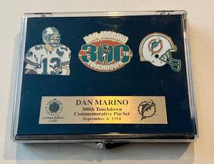 lot 116B image: Dan Marino Limited Edition 300th Touchdown Commemorative Pin Set, only 2,500 made Miami Dolphins Football