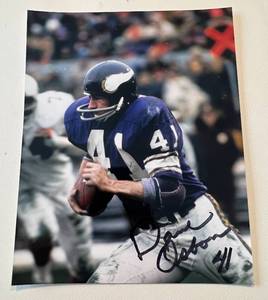 lot 98B image: Dave Osborn Signed 8x10 Photo Minnesota Vikings Football