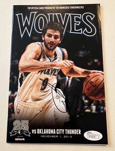 lot 99B image: Ricky Rubio Signed 2013 Minnesota Timberwolves Program with JSA COS Basketball