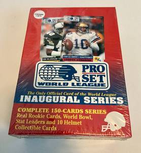 lot 252A image: 1991 Pro Set World League Football Factory Sealed Pack Box - 36 Packs of Football Cards