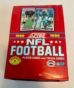 lot 251A image: 1990 Score Football Series 1 Pack Box - 36 Packs of Sealed Football Cards