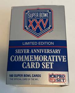 lot 258A image: Super Bowl XXV 1990 Pro Ser Limited Edition Silver Anniversary Commemorative Football Card Set