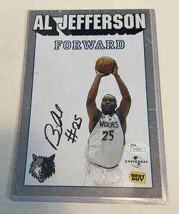 lot 275A image: Al Jefferson Signed Photo with JSA COA Minnesota Timberwolves Basketball