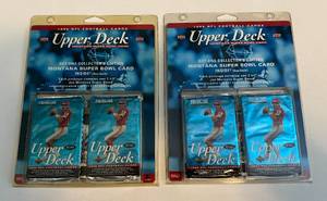 lot 60C image: (2) Sets of 1995 NFL Upper Deck Joe Montana Super Bowl Packs - 8 Total Packs of Football Cards