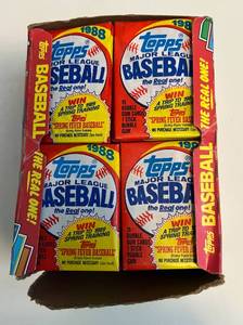 lot 39C image: 1988 Topps Baseball Pack Box - 36 Packs of Sealed Baseball Cards