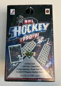 lot 35C image: 1990-91 NHL Hockey Upper Deck Factory Sealed Pack Box - 36 Packs of Hockey Cards