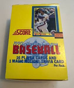 lot 33C image: 1990 Score Baseball Pack Box - 36 Packs of Sealed Baseball Cards