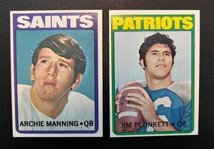 lot 67C image: Archie Manning and Jim Plunkett RC Lot - 1972 Topps Football Vintage Cards