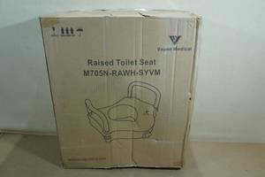 lot 17 image: Vaunn Medical Raised Toilet Seat with Arms -White