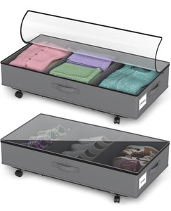 lot 4 image: Damynuo 2-Pack Under Bed Storage -Silver