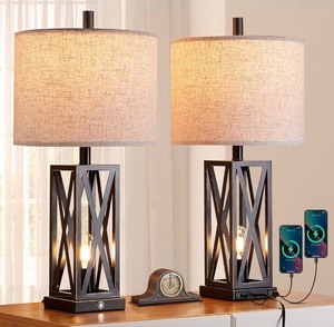 lot 5 image: Weiters Set of 2 Touch Control Table Lamps with USB Ports -BlackBronze