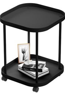 lot 9 image: Plastic Side Table with Wheels -Black