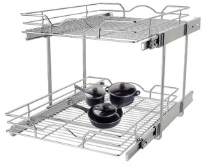 lot 21 image: OCG 2-Tier Pull Out Cabinet Organizer 20Wx21D