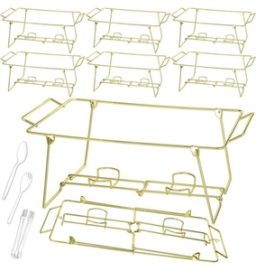 lot 118 image: 32-Piece Buffet Wire Rack Folding Chafing Stands with Utensils