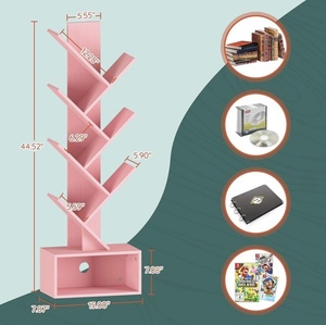 lot 126 image: Yoobure 6-Shelf Tree Bookshelf -Pink
