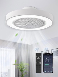 lot 127 image: Lediary 20 Low Profile Ceiling Fan with Light -White