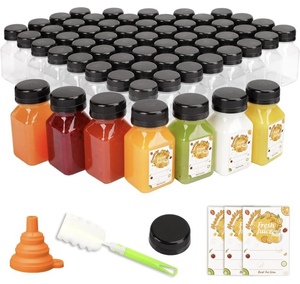 lot 144 image: Tomnk 105 Piece 4oz Reuseable Mini Plastic Juice Bottles