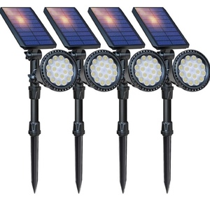 lot 150 image: 4-Pack DBF Solar Outdoor Spotlights Cool White