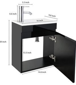 lot 165 image: 16 Wall Mount Bathroom Vanity -Black with Chrome Faucet
