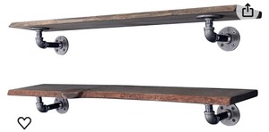 lot 234 image: Live Edge Wood Shelves - Boulder Black, 36, 2 Pack - WOOD ONLY
