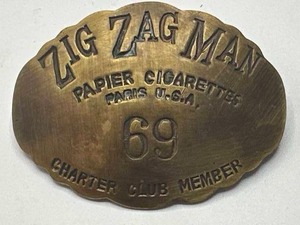 Zig Zag Brass Pinback Badge