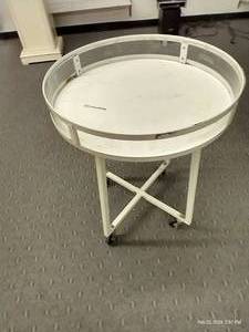 lot 140 image: Round Rolling Metal Table Display