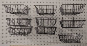 lot 156 image: (9) Wire Baskets For Hanging on Pegboard
