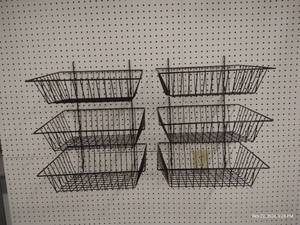 lot 157 image: (6) Wire Baskets For Hanging on Pegboard