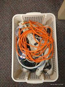 lot 191 image: Basket of Extension Cords & Power Strips