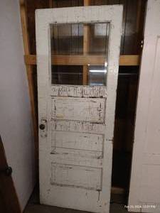lot 200 image: Heavy Old Door wGlass Pane