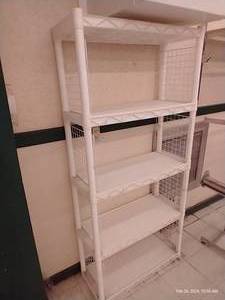 lot 295 image: Tall White Plastic Shelving