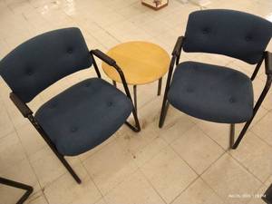 lot 347 image: Two Blue Chairs wSmall Table