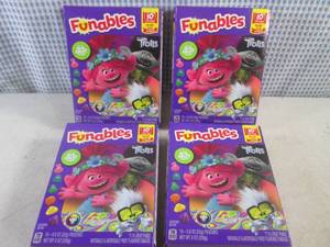 lot 212 image: (B-1) 4 Boxes of Funables Trolls Fruit Flavored Snacks 10 Pouches Per Box Past Date