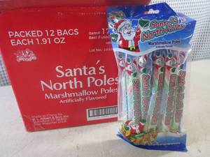 lot 218 image: ((C-1) Box of 12 Packs of Santas North Poles Marshmallow Poles